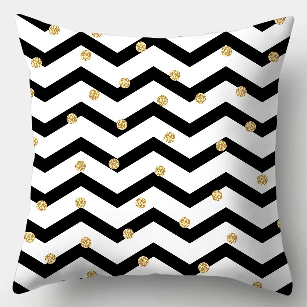 Black White Modern Style Cushion Cover 45x45cm Polyester Decorative Pillow Cover Living Room Bedroom Sofa Bed Pillow Case