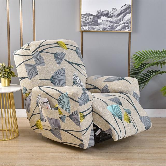 Geometry Printed Flower Stretch Lazy Boy Sofa Cover Recliner Cover Chair Covers For Leather Living Room Recliner Chair Slipcover