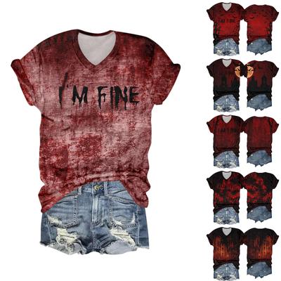 Женский модный повседневный топ с рукавом три четверти, Хэллоуин с буквами, топ с принтом «Призрачное лицо»