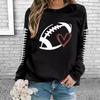 Spring Fall Women Sweatshirt Football Print Round Neck Elastic Cuffs Loose Pullover Sport Type Top Casual School Commute Sweatshirt