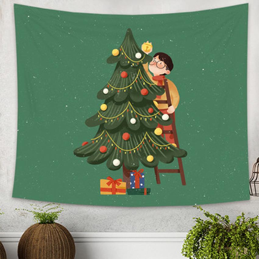 Home Decor Christmas Tapestry Christmas Tree Christmas Print Decoration Wall Hanging Bedroom Living Room Background Fabric