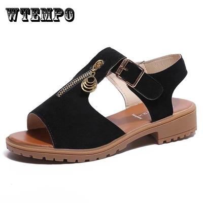 Летние женские сандалии на платформе. Сандалии на танкетке. Кожаные повседневные туфли с открытым носком. Женская прогулочная обувь на плоской подошве.