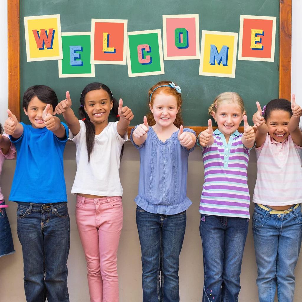 Set of 8 Growth Mindset Posters & WELCOME Letters for Teachers & Students - Bedroom, Office & Classroom Decor to pire Young Minds - Laminated Growth