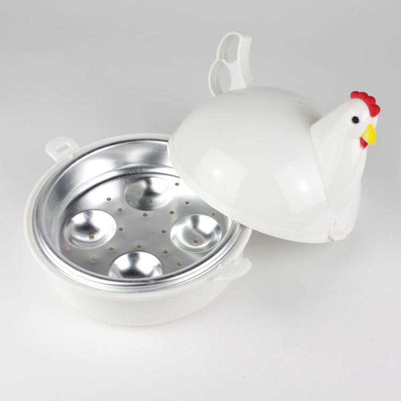 Kitchen Eggs Steamer Chicken Shaped Microwave 4 Egg Boiler Cooker Portable Kitchen Cooking Appliances Steamer Home Egg Poachers