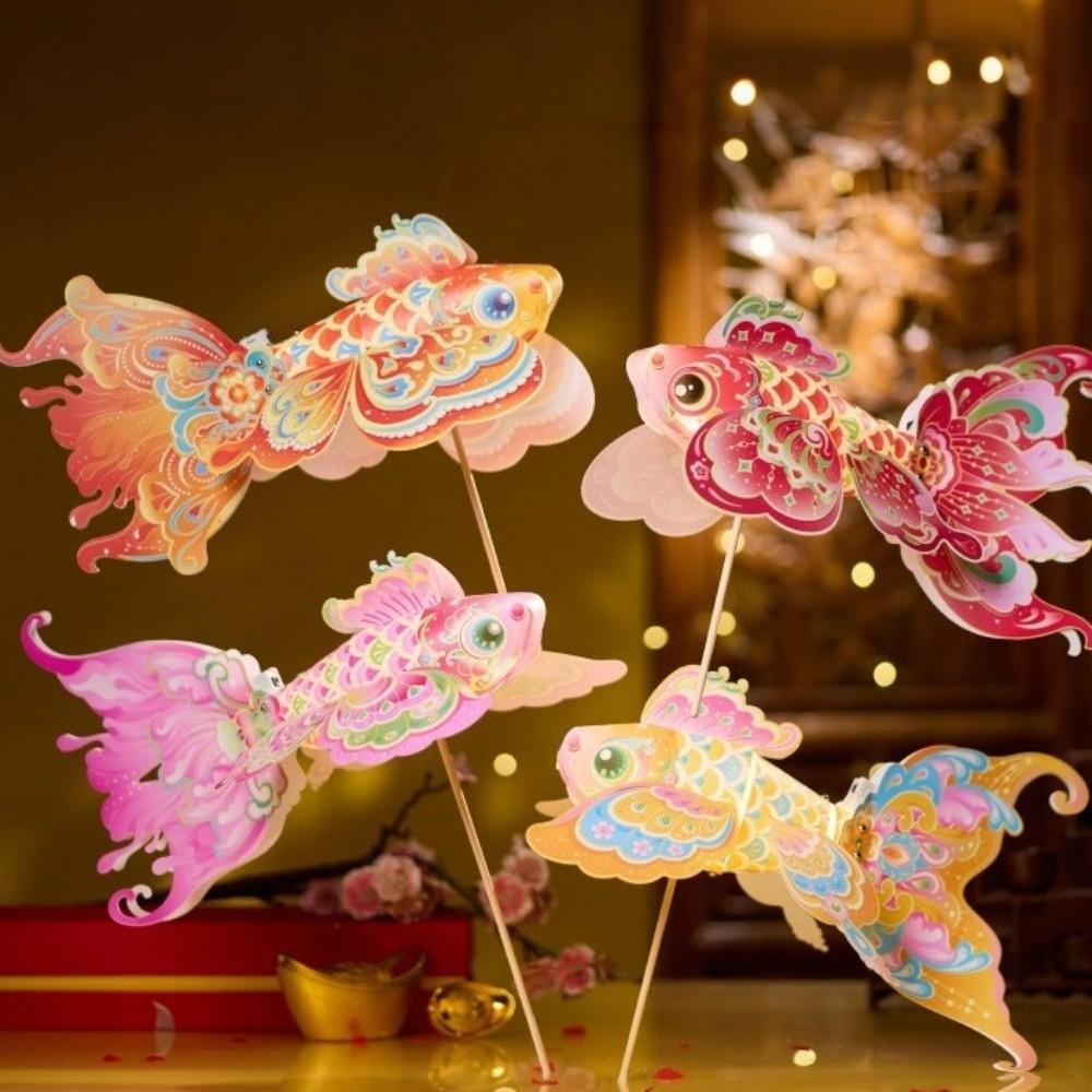 Handmade Handheld Fish Lantern Ancient Style DIY Lantern Material Kit Holiday Celebration