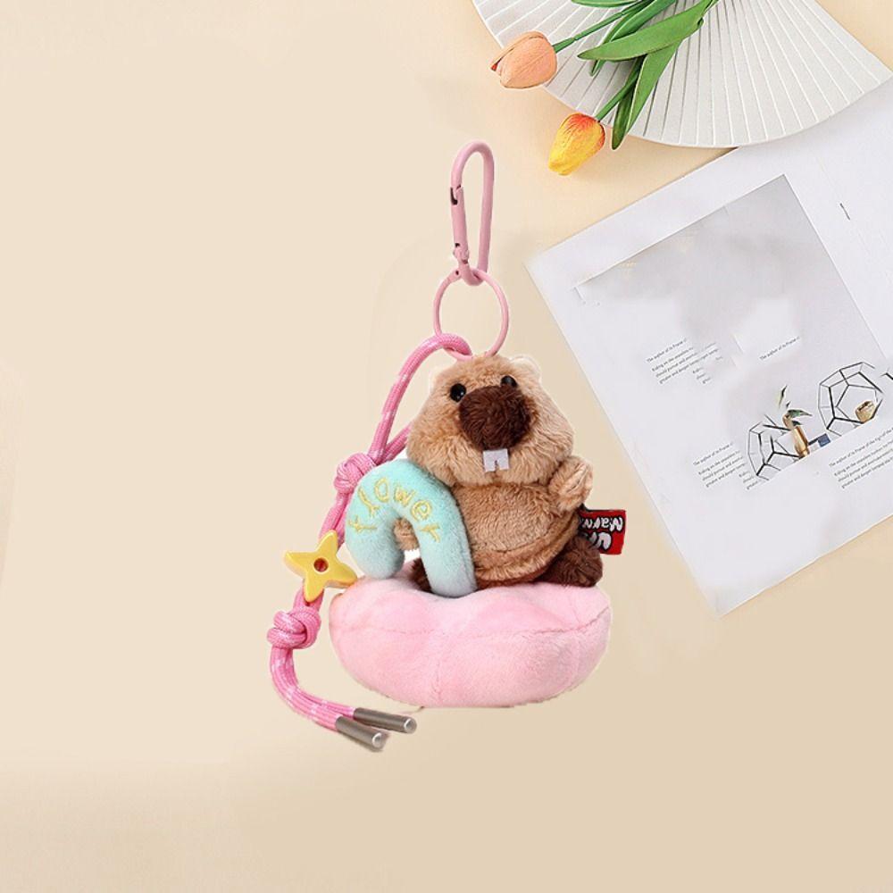 Bag Hanging Groundhog Dolls Pendant Cartoon Car Keyring Funny Plush Groundhog Keychain  Friend