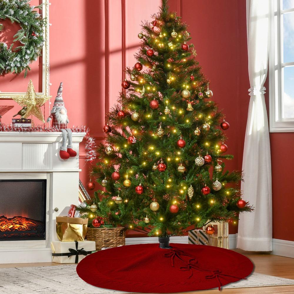 Large Size Christmas Tree Mat Polyester Christmas Tree Carpet Knitted Christmas Tree Skirt Wedding