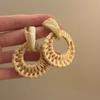 Wood Bohemian Drop Earrings Round Beach Jewelry Cute Geometric Earrings  Gift