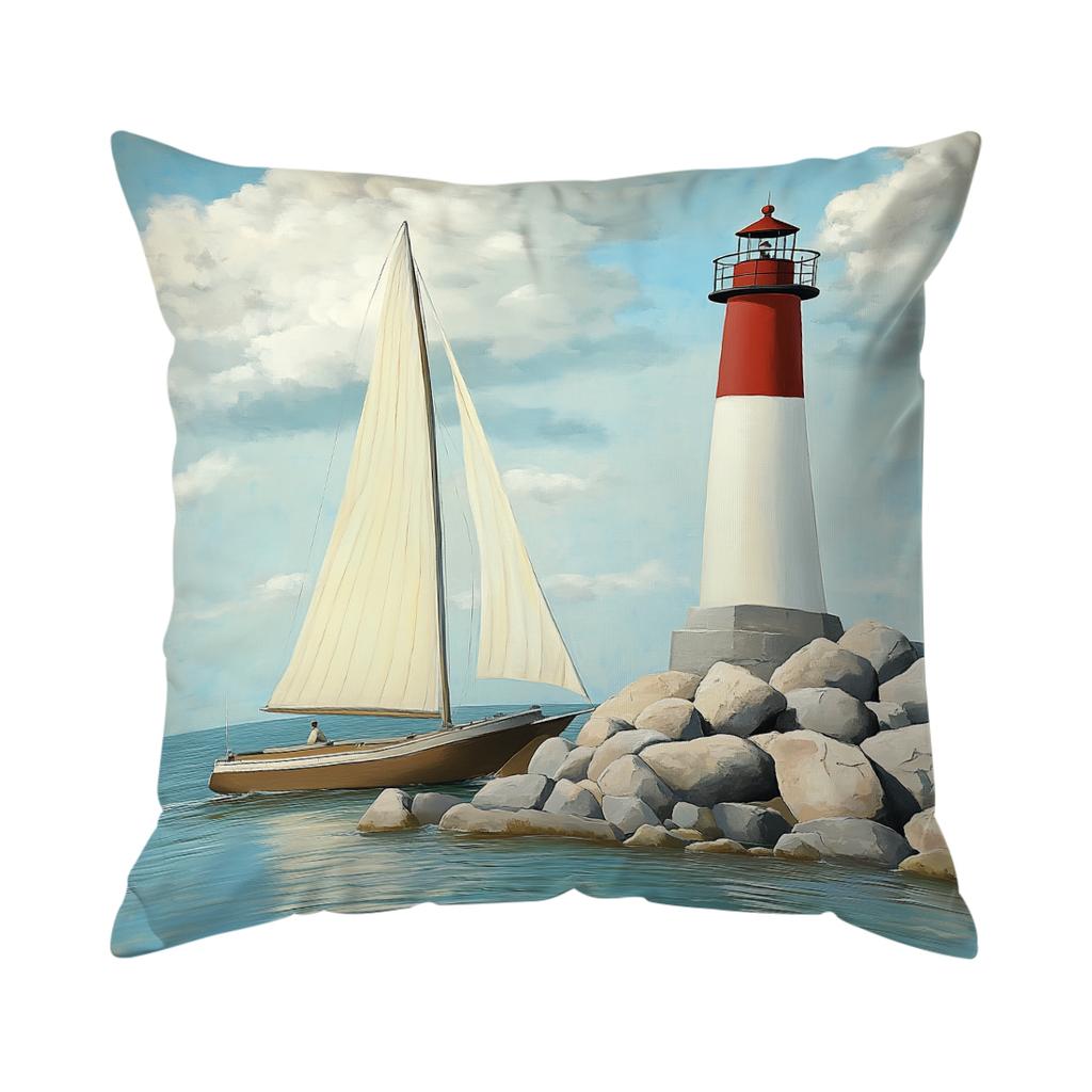 Pcs Retro Ocean Style Singlesided Printed Pillowcase Cushion Coversuitable For Living Roombedroomcar Decoration