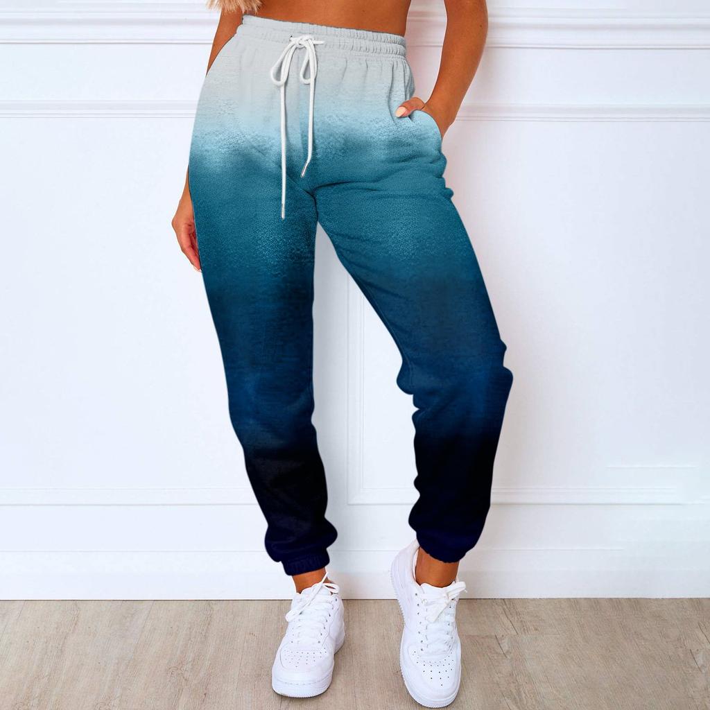 Женские модные спортивные повседневные спортивные штаны с карманами и шнурком с принтом