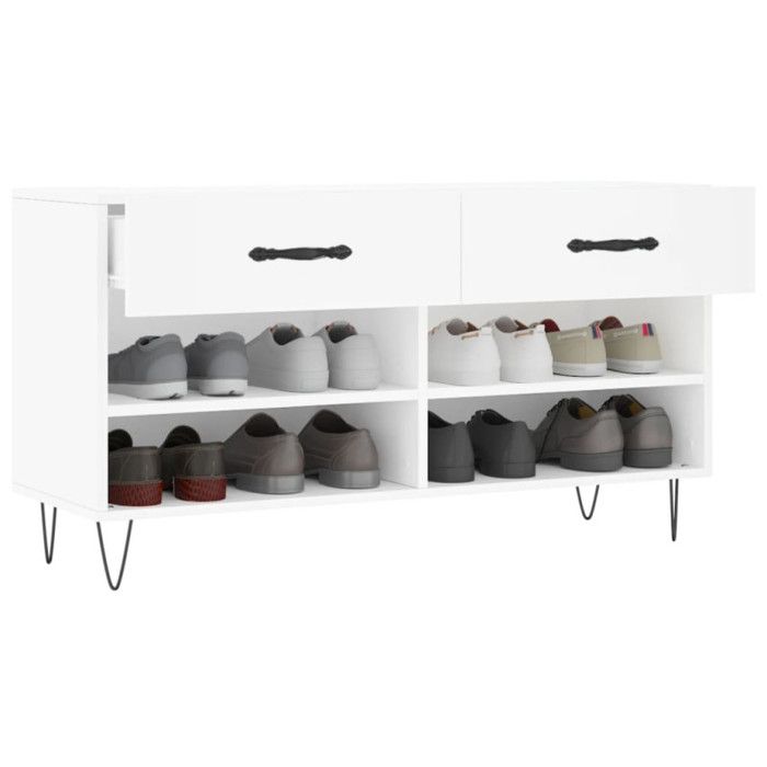 VidaXL Shoe Bench, Shoe Cabinet with 4 Shelves and Legs, Shoe Rack with 2 Drawers Living Room, Modern, 829732