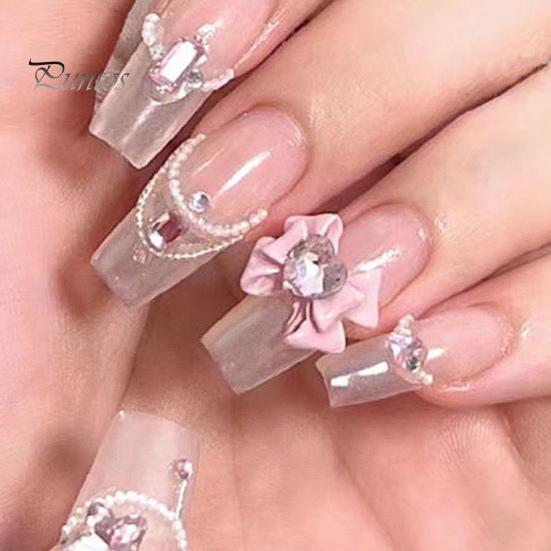 10 шт., украшения для ногтей, 3D сердце, искусственный кристалл на розовом банте, подвески для дизайна ногтей, стразы, чехол для телефона, аксессуары для декора, принадлежности для маникюра