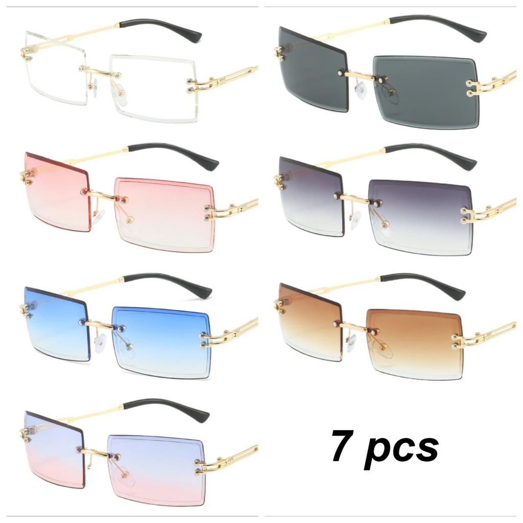 Солнцезащитные очки без оправы с градиентными линзами для мужчин и женщин, пляжные очки с защитой UV400