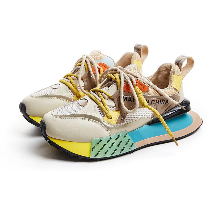 Туфли из натуральной кожи на толстой подошве с увеличенной сетчатой поверхностью для комфорта и воздухопроницаемости. Модные повседневные туфли в стиле ретро.