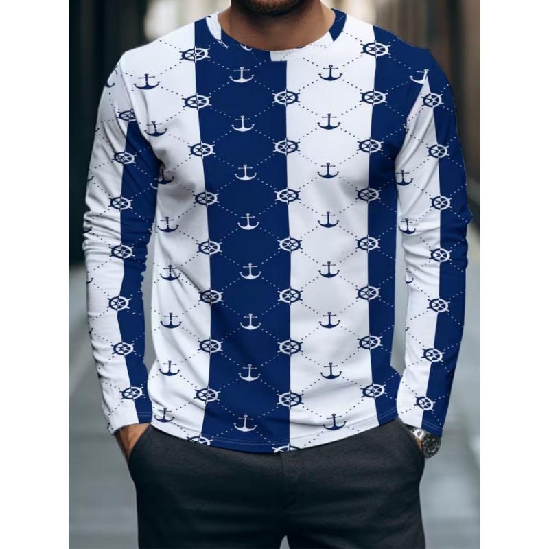 Мужская цифровая круглая футболка с 3D-печатью, свободная