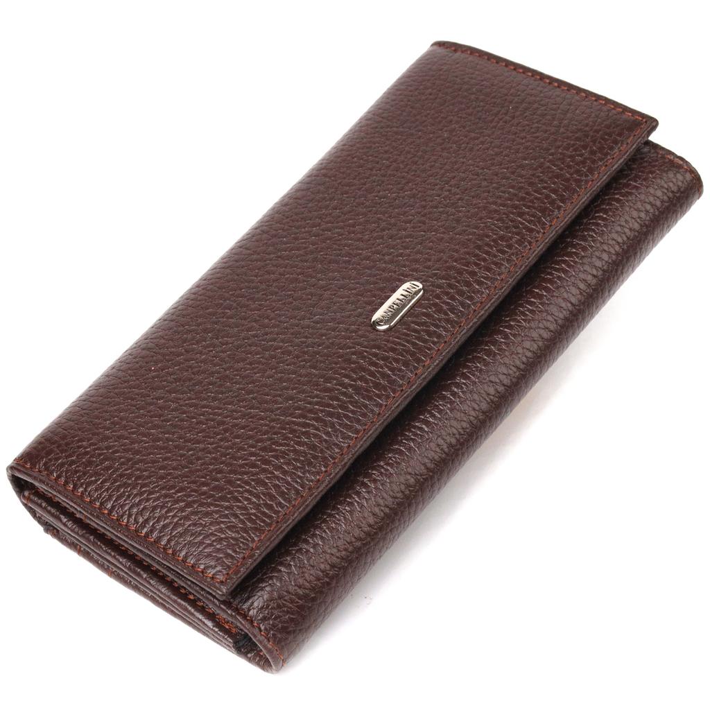 Женский удобный кошелек из натуральной зернистой кожи CANPELLINI Wallet 21654 Коричневый
