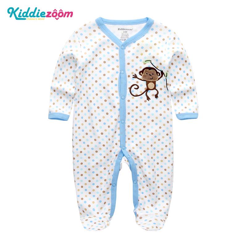 Boys Girls Cartoon Striped Print Home Romper Pajamas Newborn Infant Baby Clothing