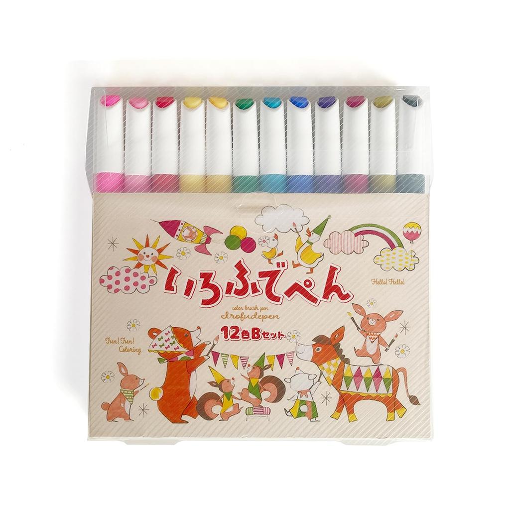 Kokuyo Colored Brush Set Pen, Water-Based, 12-Color B, KE-AC45-12B