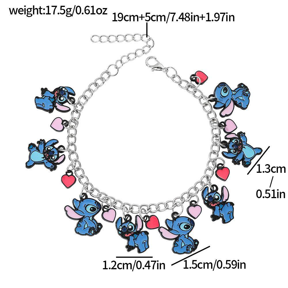 Stitch Couple Style Bracelet, Cute Cartoon Oil Dripping Pendant, Dating Wear Trendy Personalized Fashion Jewelry for Partners