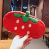 Pencil Case Large Capacity Zipper Closure Creative Portable Flannel Cartoon Strawberry Shape Pencil Bag Home Supplies