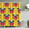 Whimsical Pug Watermelon Shower Curtain for Bathroom Decor Customizable Size Printed with HD Quality Fabric Yellow Series (240cm