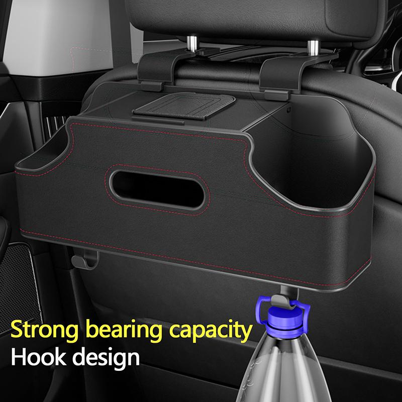 Car Headrest Storage Box Leather Tissue Box Multifunctional Car Backseat Hook Organizer Holder Car Seat Back Storage Box