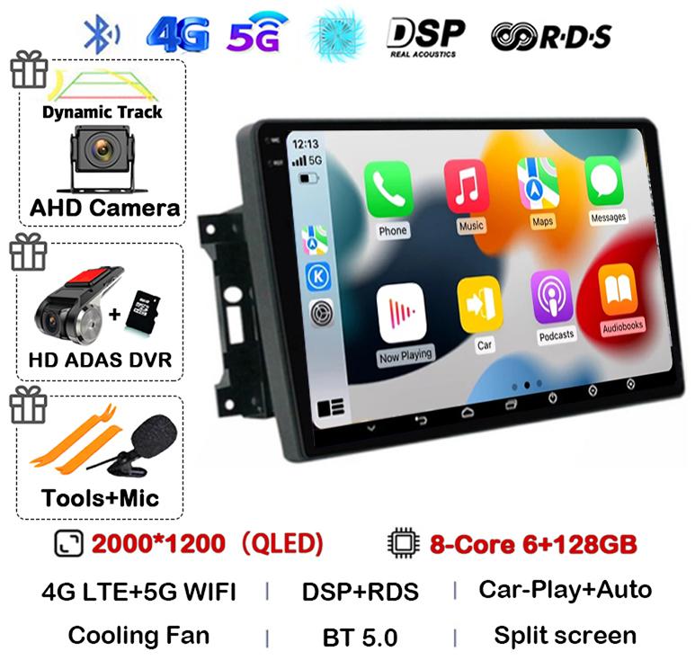 Android 14 Автомобильное радио для Jeep Compass Grand Cherokee Wrangler Chrysler Sebring Town Country Dodge Charger Мультимедиа Стерео 2din