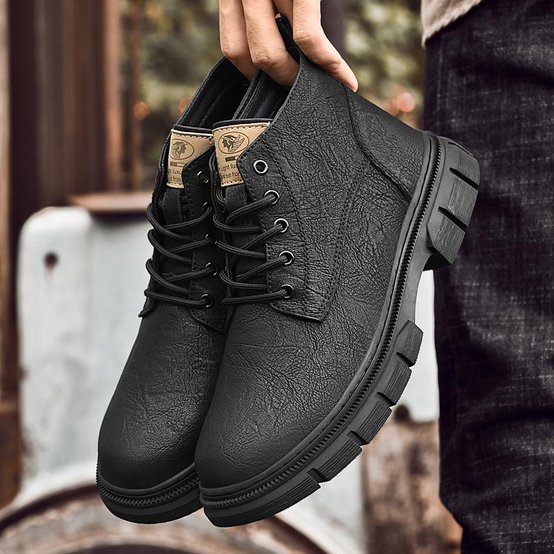 High Top Mens Oxford Shoes Genuine Leather Men Basic Boots High Quality Leisure Boots High Quality Male Soft Ankle Walking Shoes