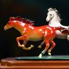 Aris & Juno Eight Galloping Horses Feng Shui Statue – Handcrafted Copper Success Sculpture with Mountain Backdrop, Colorful Lucky Horse Figurine