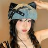 Sweet and Cool Cat Ear Hat Spring and Autumn American Retro Hat Female Yk Casual Versatile Denim Octagonal Hat