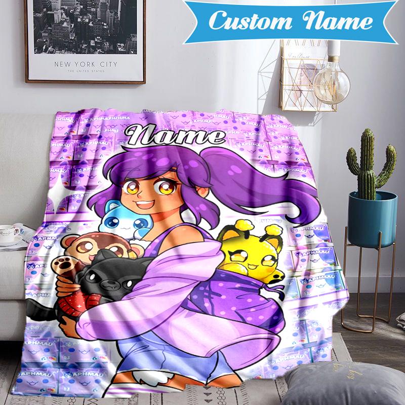 Custom Name Rainbow Aphmau Fantasy World Blanket Lightweight Ideal Bedding Blanket Perfect for Travel, Camping, Living Rooms, Sofas, Christmas gift