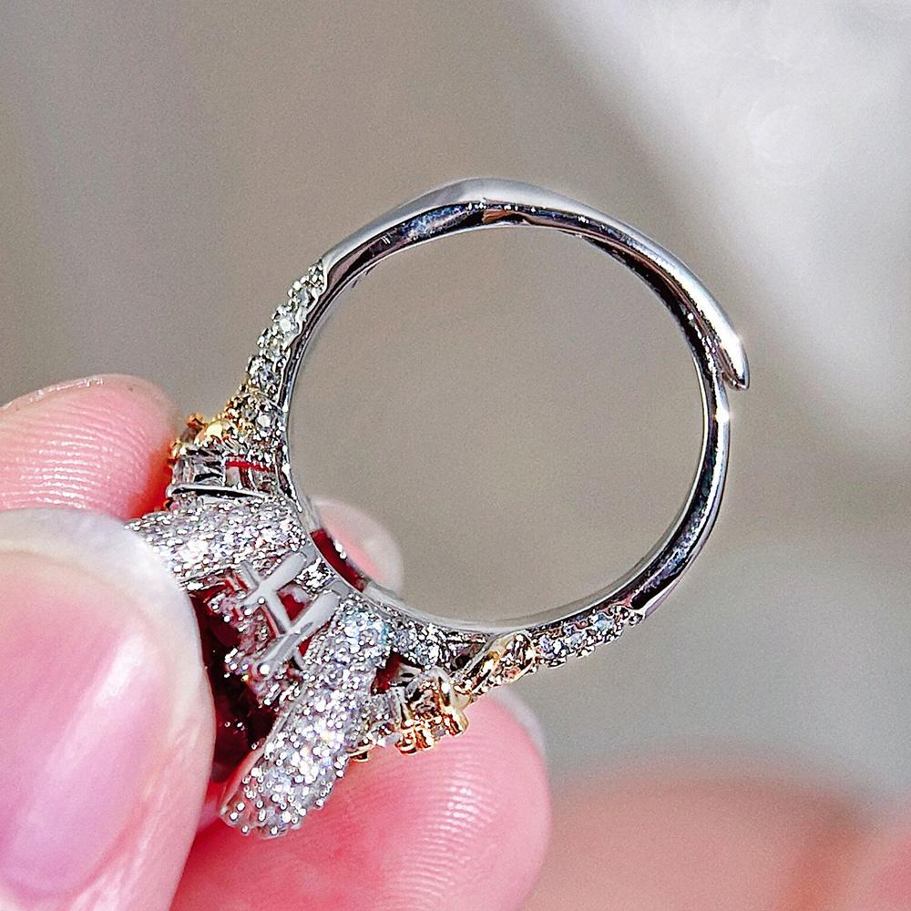 CMM Bohemia Modern Jewelry Frosted Ruby Color Open Ring Party Wedding Jewellery Gift