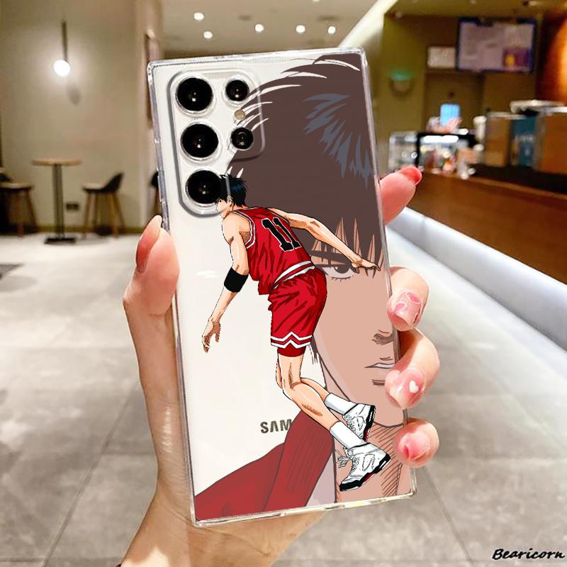 Slam Dunk Boy Anime For Samsung S23 S22 S21 Ultra S20 FE Pro Lite S10 S9 S8 Plus 5G Transparent Phone Case Cover