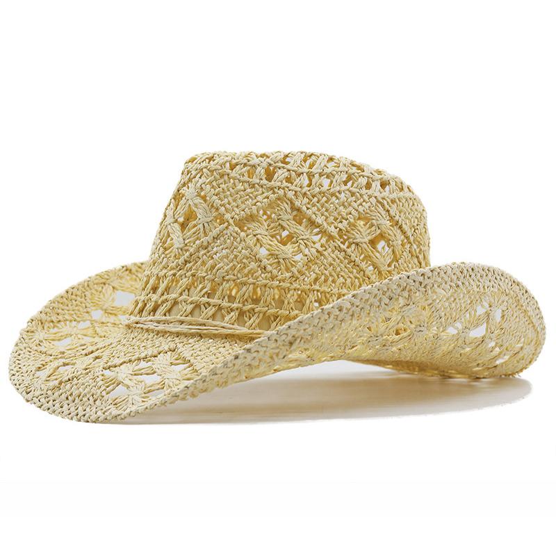 Wide Brim Western Cowboy Hat Sun Protection Jazz Hat Fashion Straw Cap Outdoor