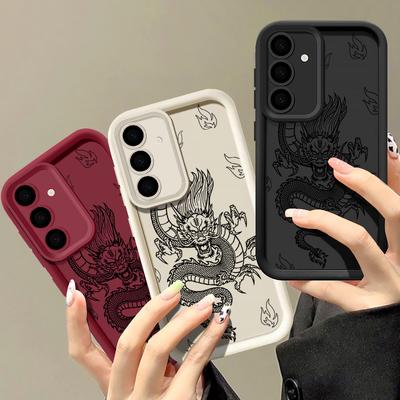 Чехол для телефона с рисунком крутого дракона для Samsung S25 S24 FE S23 S22 Ultra S21 A55 A35 A54 A34 A52 A14, мягкий силиконовый защитный чехол-бампер для линз