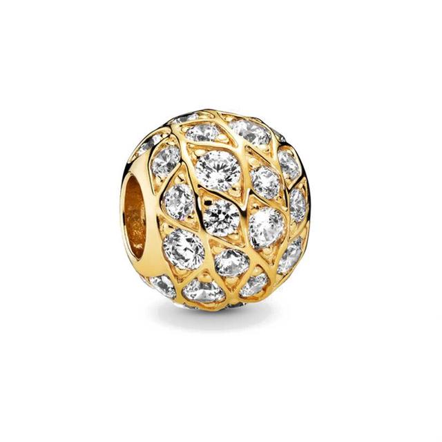 New Gold Sparkling Pattern Celestial Star Beads Charm Fit Original Fashion Bracelet Diy Jewelry For Women