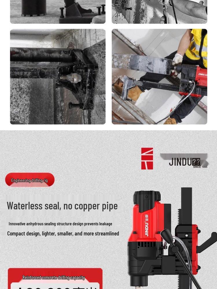 Jindu Dual-Use High Power Concrete & Rhinestone Drilling Machine with Hydraulic Drill and Hole Punching Function.
