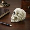 Skull Figurine Halloween Figurine, Hear See Speak No Evil Skeleton Head Realistic Texture Statue, Gothic Resin Home Decor for Desk, Bookshelf, Mantel,
