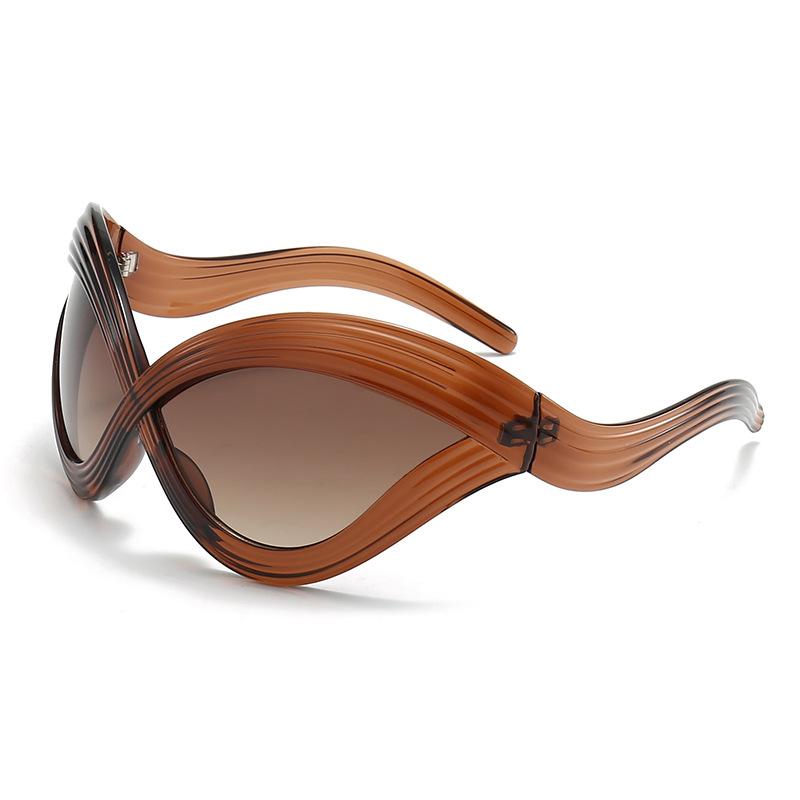 Очки Wave Lines Large Frame, футуристические солнцезащитные очки, женские индивидуальные солнцезащитные очки