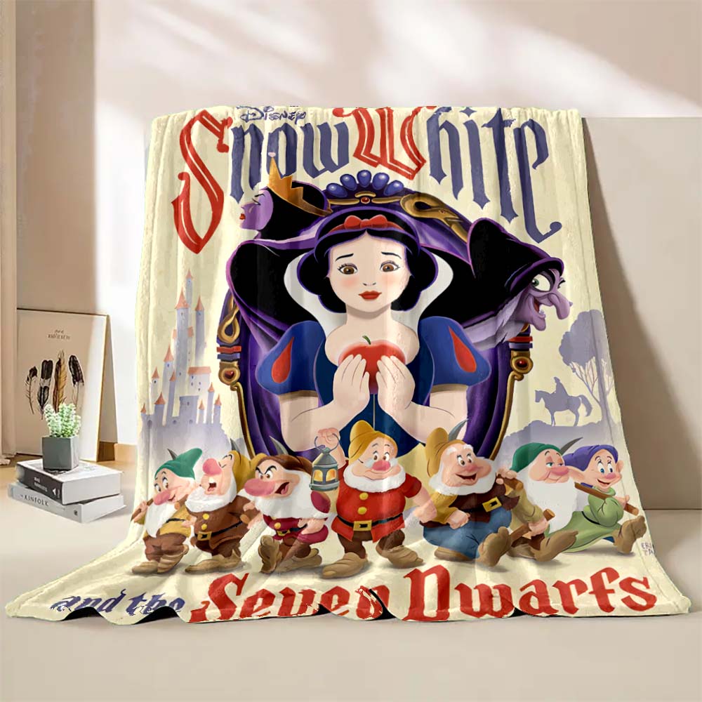 Classic Snow White and The Seven Dwarfs Printed Blanket Gift for Daughter LivingRoom Sofa Bedroom Chair Decor Blanket Multi-Size