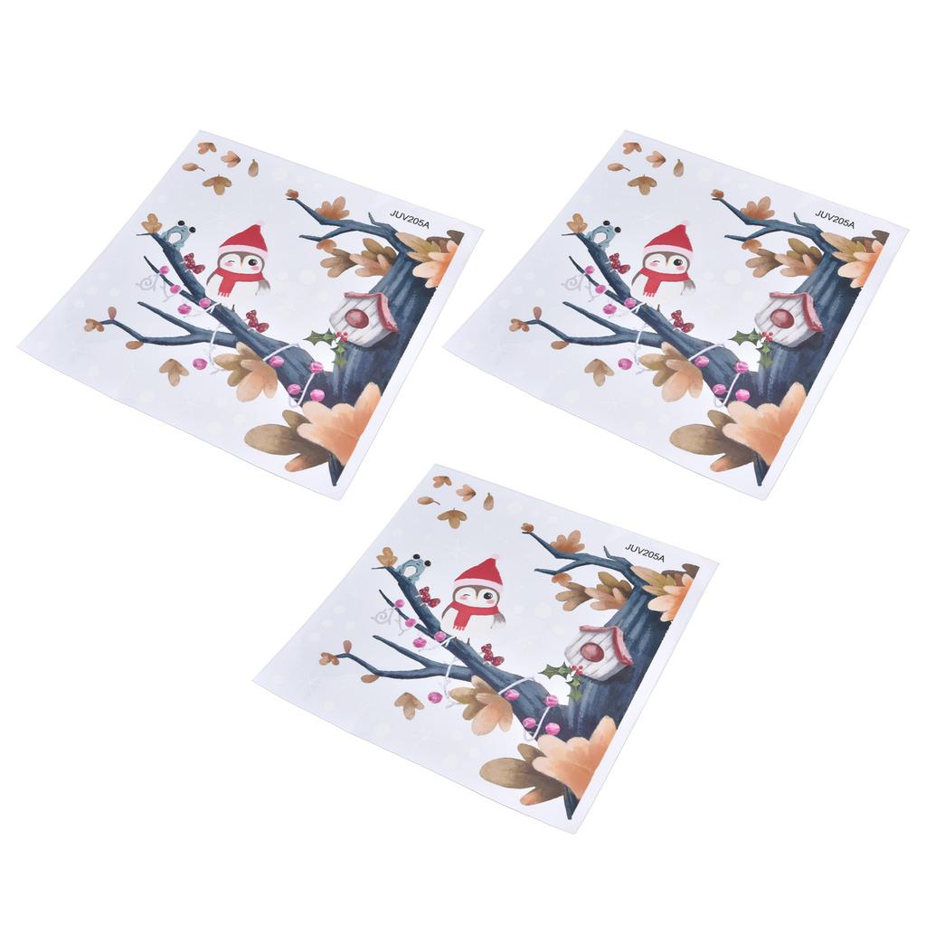 3Pcs Owl On A Tree Branch Sticker Innovative Self Adhesive Christmas Decal for Home Shop Store