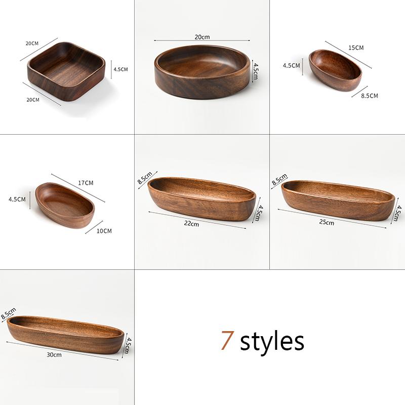 Поднос из цельного дерева в японском стиле в форме лодки из орехового дерева Салатница для десертов, закусок, фруктов, суши Тарелки для кухни ресторана отеля