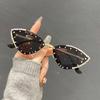 New Cat Eye Shaped Diamond Studded Sunglasses Personalized And Trendy Outdoor Sunglasses Sunscreen Party Metal Eyeglass Legs