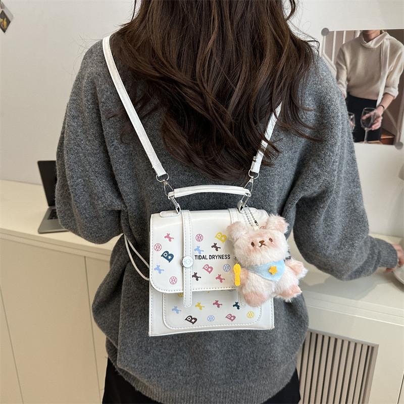 Retro Bag With Flap Closure Pu Material Street Style Daily Use For Students