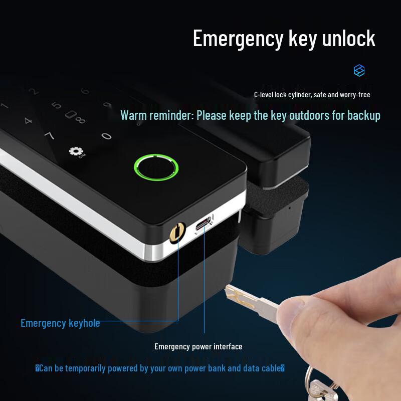 Замок для стеклянной двери Realand ZD106 Bluetooth с отпечатком пальца, штепсель CN (адаптер в комплекте)