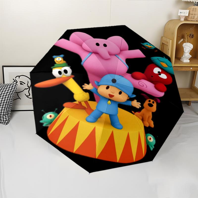 Автоматический зонт в стиле Pocoyo, легкий и портативный, 8 спиц, идеально подходит для путешествий на свежем воздухе, на дни рождения, Рождество, в качестве подарков.