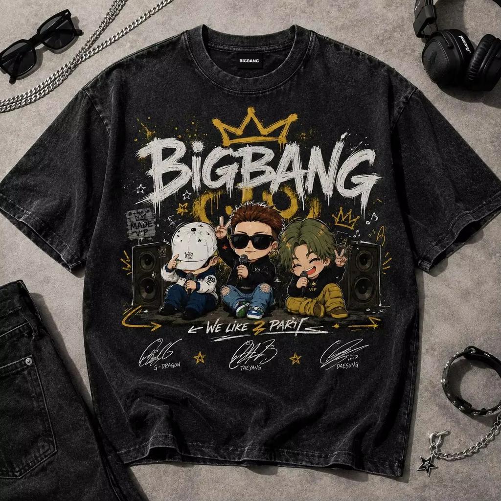Летняя Горячая Распродажа BIGBANG 2026 Мировой Тур Двусторонняя Футболка 20-летие Crown Даты Тура Принт Оверсайз Футболка с Коротким Рукавом Повседневная Одежда