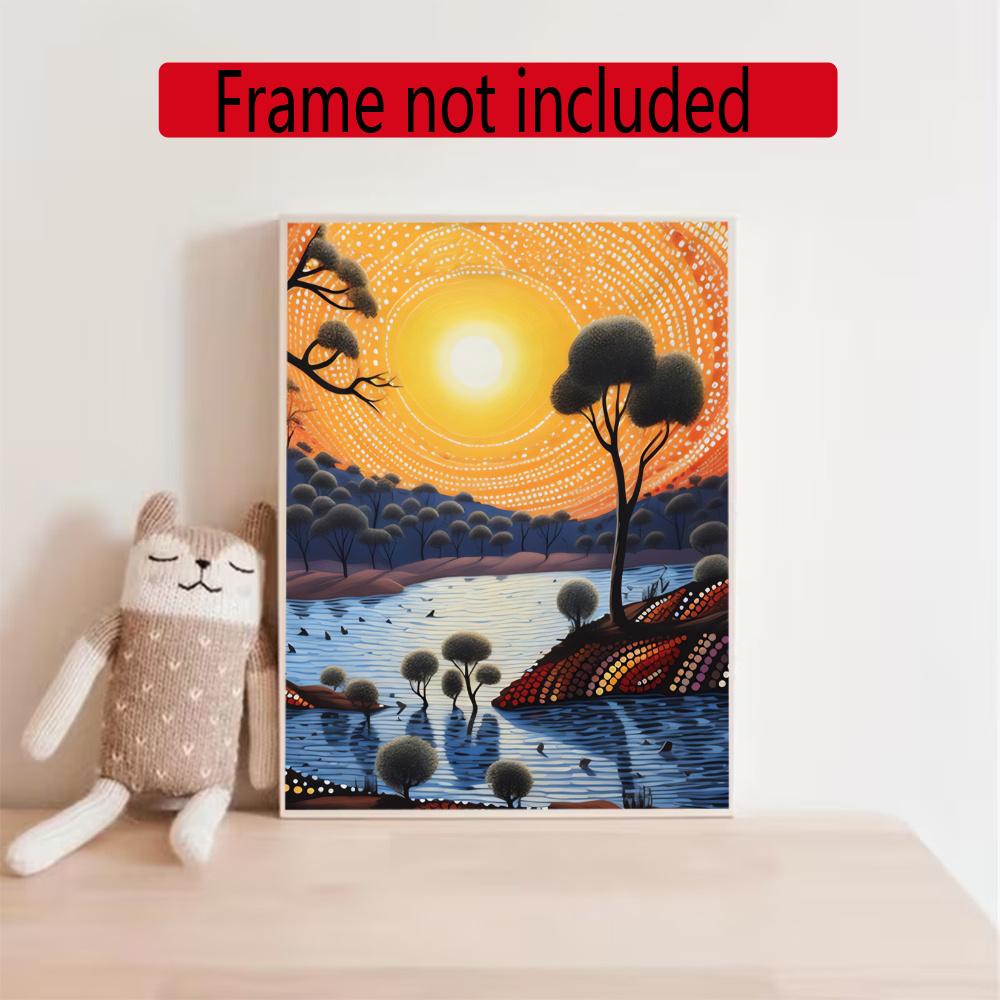 Australian Aboriginal Style 5D Round Diamond Painting Kit Diamond Embroidery Painting Rhinestones Mosaic Frameless Handwork Decoration Arts