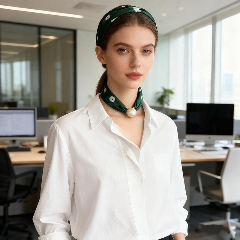 1 шт. Шарф для защиты шеи Текстура шелковый шарф Модные тканевые аксессуары Универсальный Магнитный С узором Жемчуг