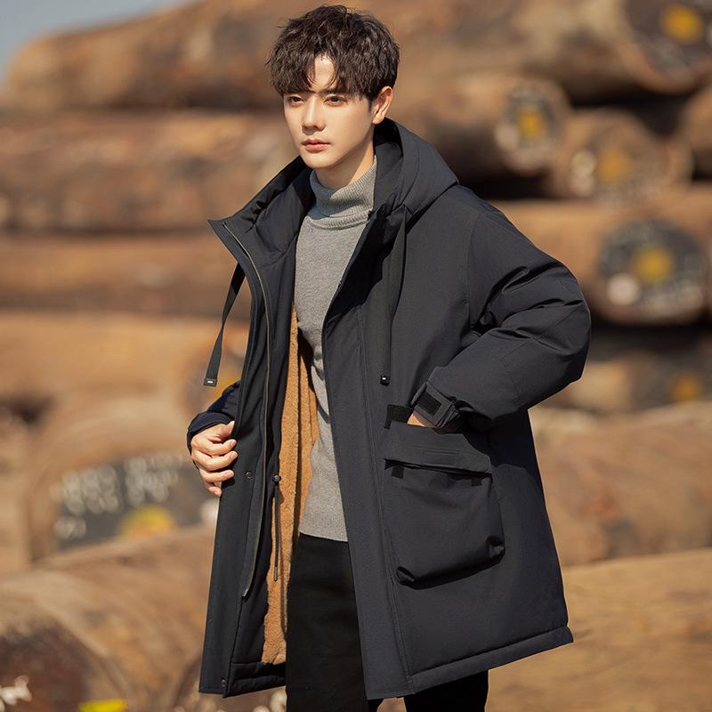 Мужская зимняя пуховая куртка средней длины с подкладкой из кроличьего меха 2025